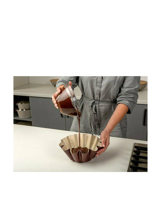 Nava Ceramic Aluminum Halva Baking Pan Flower Burgundy 22.5x22.5x8cm