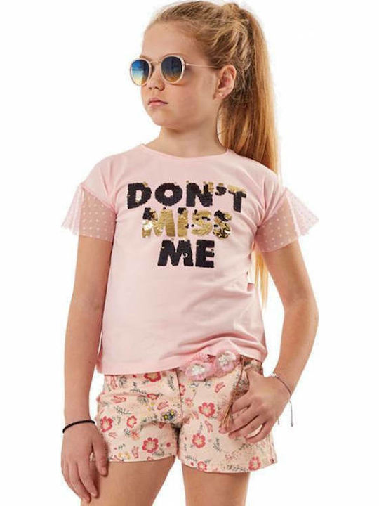 Εβίτα Παιδική Καλοκαιρινή Μπλούζα Κοντομάνικη για Κορίτσι Ροζ
