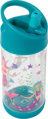 Stephen Joseph Kids Plastic Water Bottle with Straw Flip Top Turquoise 300ml