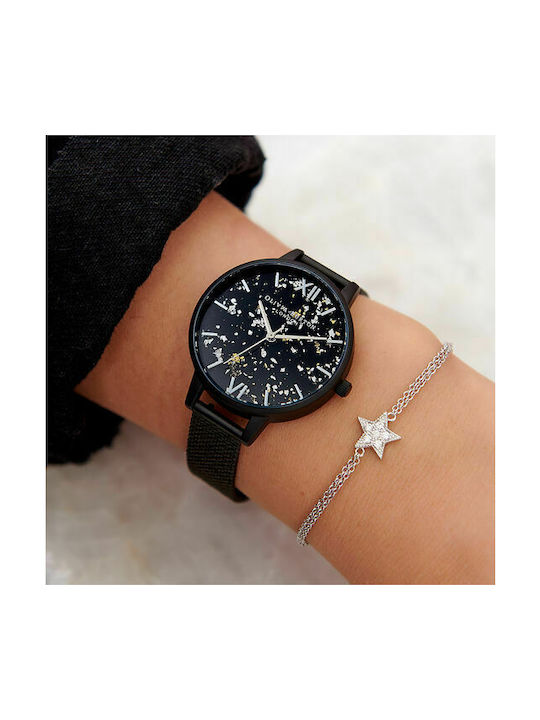 Olivia Burton Celestial Watch with Black Metal Bracelet