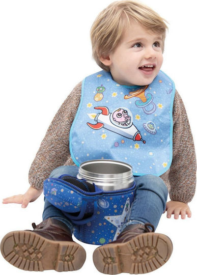 Laken Astro Baby Waterproof Plastic Baby Bib with Hoop & Loop Fastener with Pocket for 24 m+