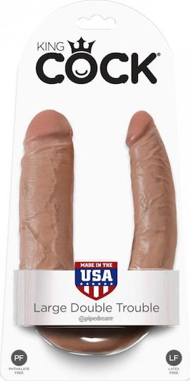 King Cock Large Double Trouble Διπλό Dildo Tan 18cm