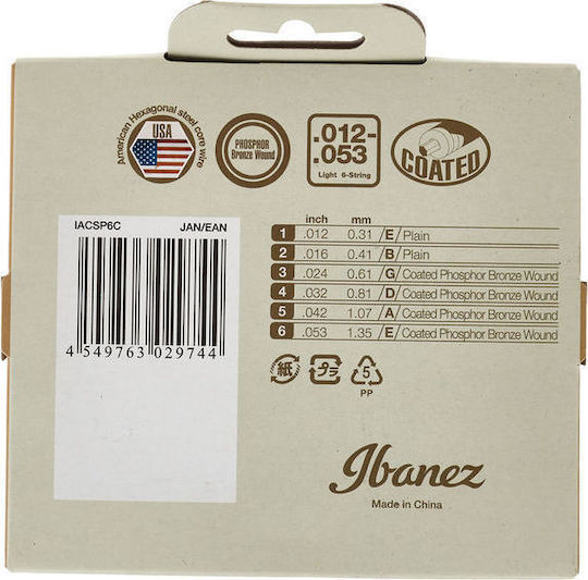 Ibanez Set of Phosphor Bronze Strings for Acoustic Guitar IACSP6C