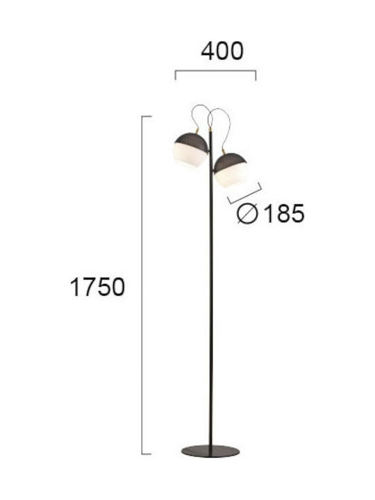 Viokef Brody Φωτιστικό Δαπέδου Υ175xΜ40εκ. με Ντουί για Λαμπτήρα E27 Μαύρο
