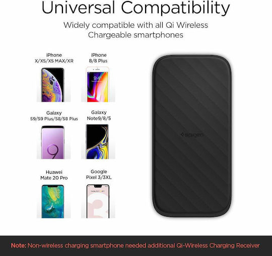 Spigen Wireless Charger (Qi Pad) 15W Quick Charge 3.0 Blacks (F316W)