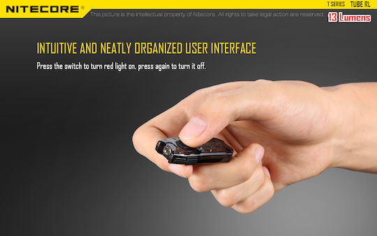 NiteCore Rechargeable Keychain Flashlight LED UV IP65 with Maximum Brightness 13lm Tube Rechargable RL Embedded Black