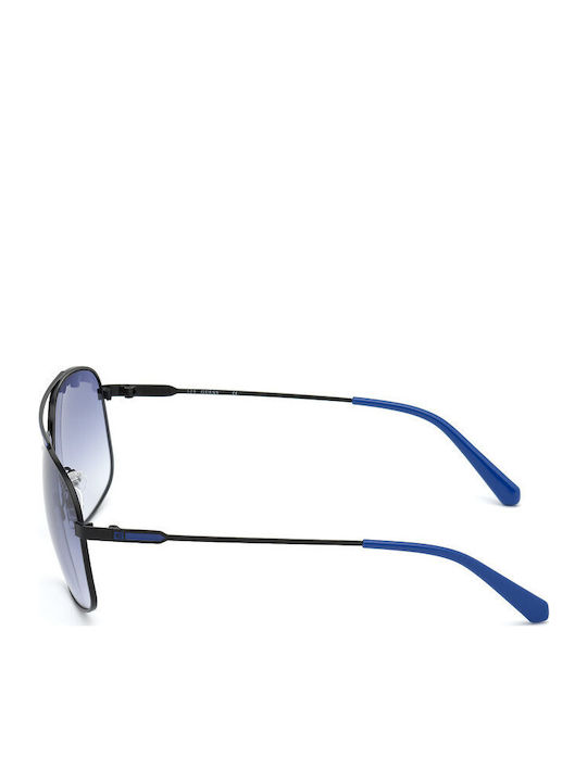 Guess Men's Sunglasses with Black Metal Frame and Blue Gradient Lens GU6973 02W