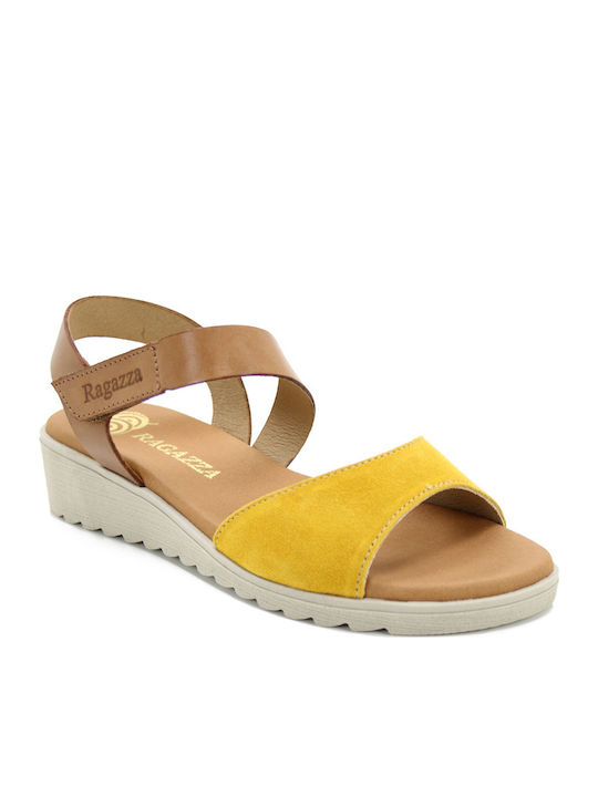 Anatomic Women's Leather Ankle Strap Platforms Yellow