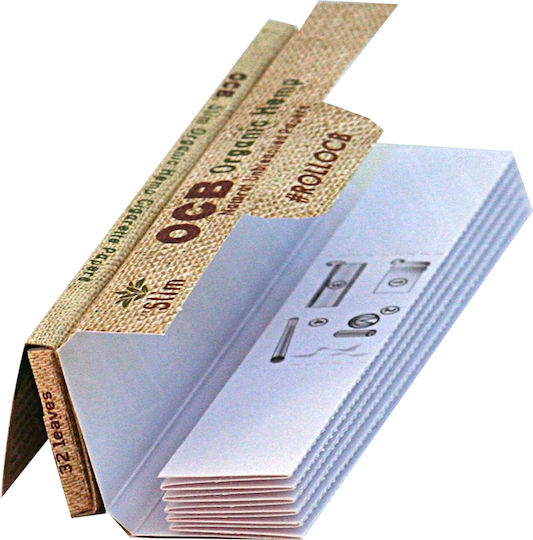 Ocb Organic Hemp Листчета за свиване на цигари Slim King Size с Тръбички 32 листове 1бр