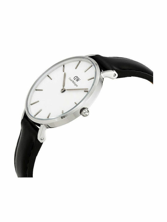 Daniel Wellington Classic Petite Sheffield Γυναικείο Ρολόι 32mm Μπαταρίας με Μαύρο Δερμάτινο Λουράκι