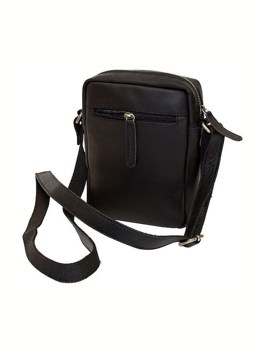 Leder Herrentasche Schulter / Crossbody Schwarz