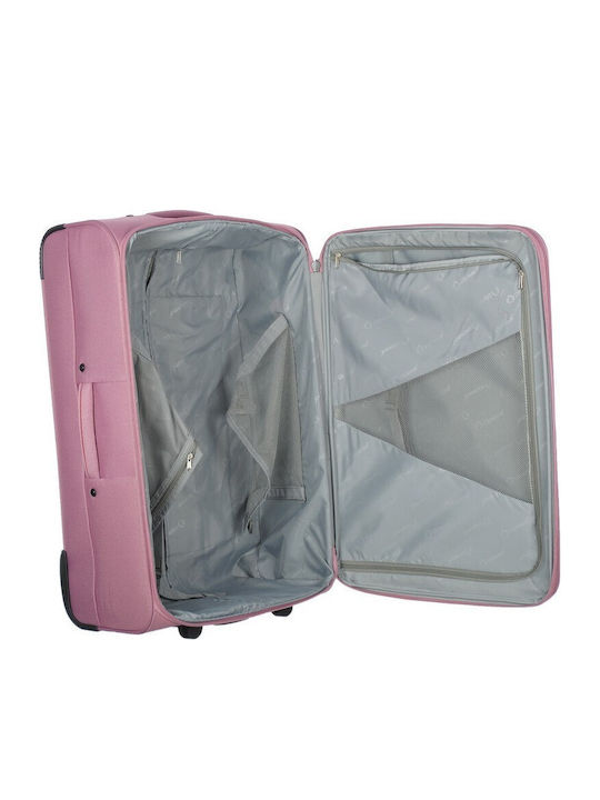 Diplomat Medium The Athens Collection Medium Fabric Pink Suitcase With 2 Wheels Height 64cm