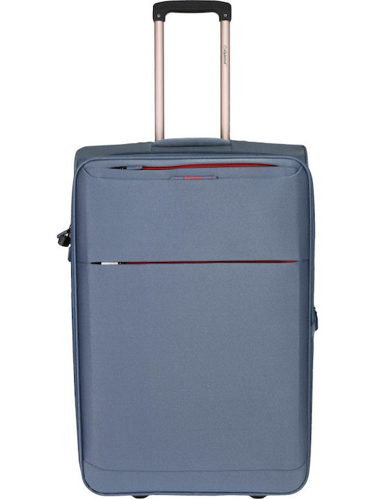 Diplomat Large Fabric Blue Travel Suitcase With 2 Wheels Height 75cm The Athens Collection