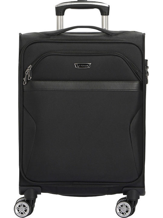 Diplomat Cabin Travel Suitcase Fabric Black with 4 Wheels Height 55cm ZC998