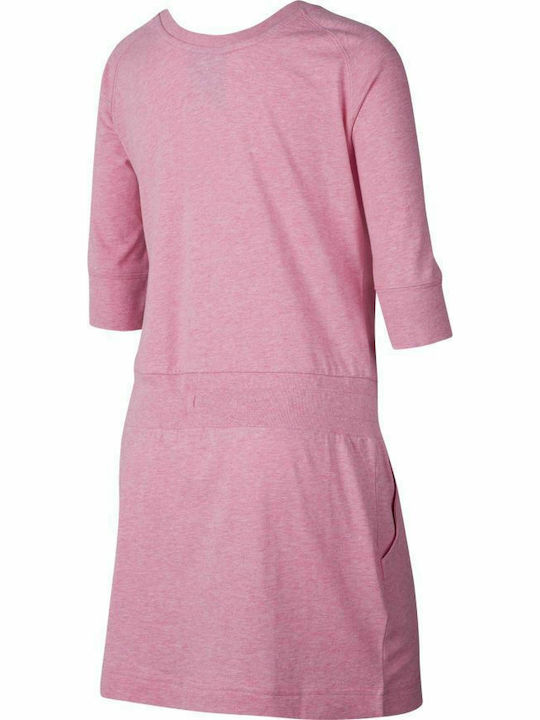 Nike Παιδικό Φόρεμα Φούτερ Μακρυμάνικο Ροζ