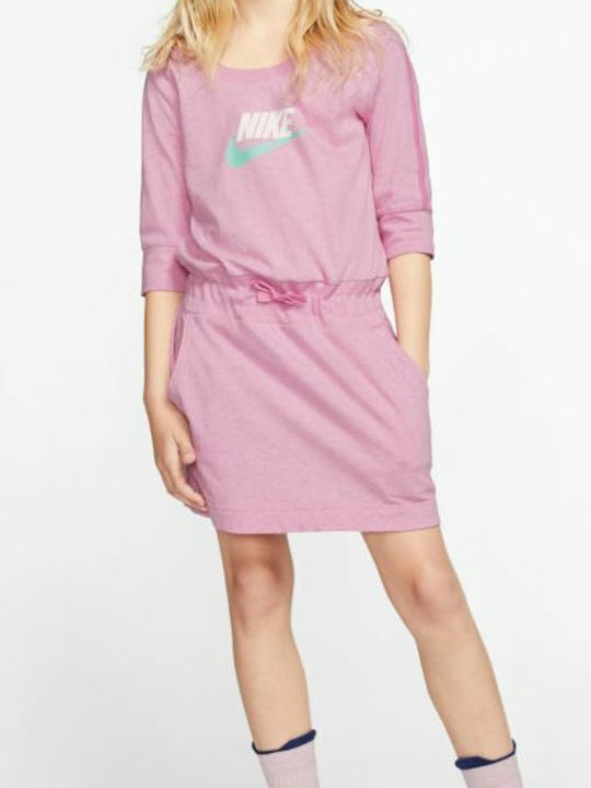 Sportswear Kinderkleid Mädchenkleider Langärmelig Rosa