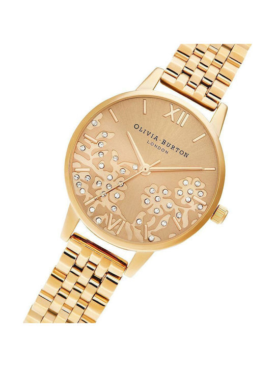 Olivia Burton Bejewelled Lace Damen Uhr mit Gold Metallarmband