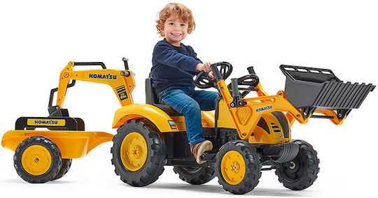 Παιδικός Εκσκαφέας Komatsu Ποδοκίνητος με Καρότσα & Πετάλι Κίτρινος για 2+ Ετών