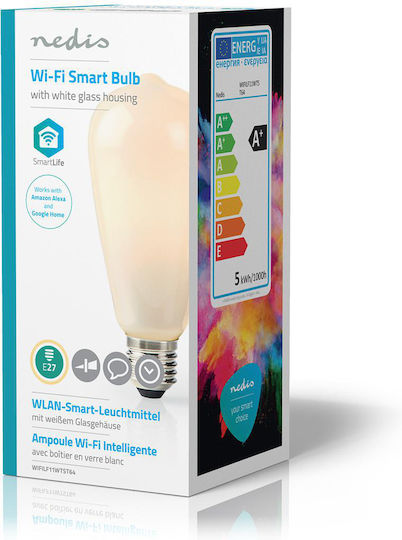 Nedis Bec Smart LED 5W pentru Dulie E27 și Formă ST64 alb cald 500lm Reglabil în intensitate
