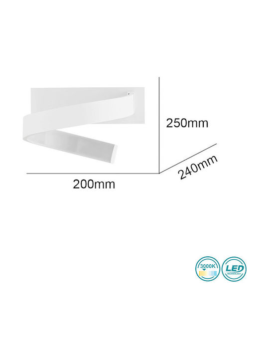 Ondaluce Nastro Modern Lamp Wall with Integrated LED and Warm White Light 24x20x25cm