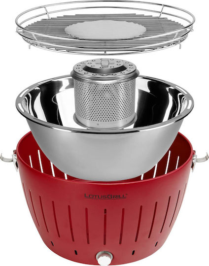 LotusGrill G34 U Ανοξείδωτη Φορητή Ψησταριά Κάρβουνου Kettle με Καπάκι 32x32εκ. Red