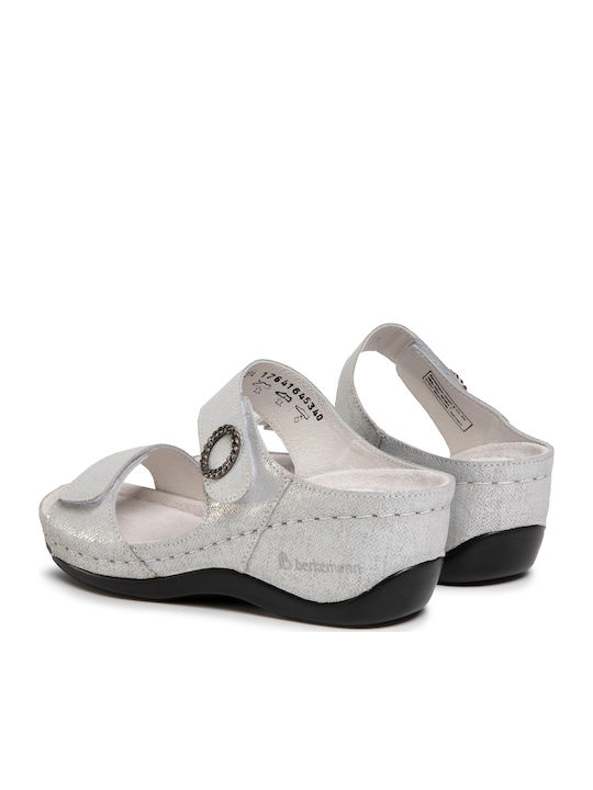 Merrit Γυναικεία Ανατομικά Σανδάλια Flatforms Ασημί