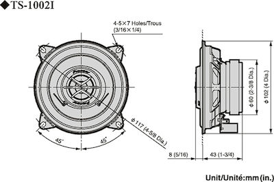 Pioneer Car Speaker Set TS-1002i 4" with 25W RMS (2 Way) TS-1002I