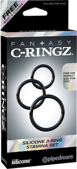 Pipedream Fantasy C-Ringz Silicone 3-Ring Stamina Set 5cm Black