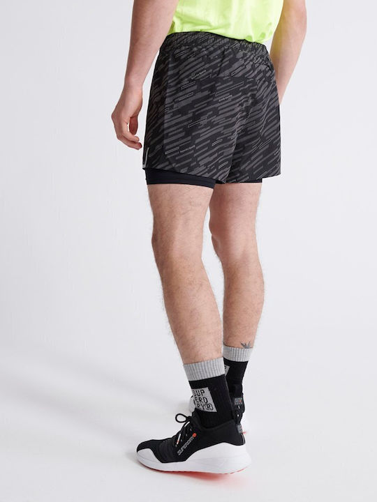 Superdry 2 În 1 Pantaloni Scurți Sport Bărbați Negri