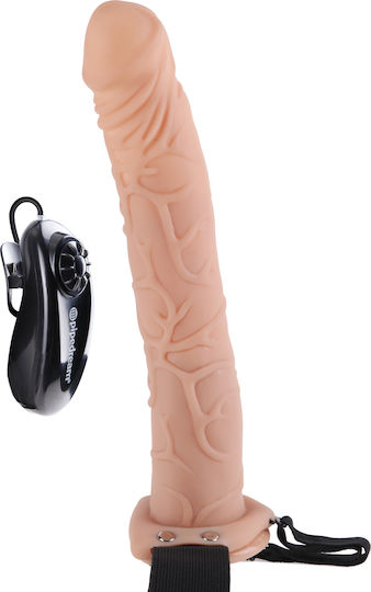 Pipedream Fetish Fantasy Series Vibrating Hollow Strap-On Gurtzeug mit Dildo 29cm und Vibration in Hautfarbe