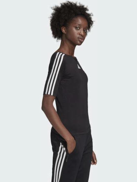 Adidas Open Back 3-Stripes Women's Athletic T-shirt Black