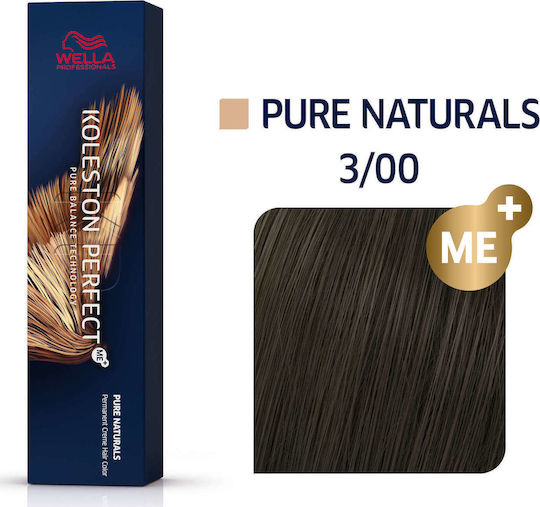 Wella Koleston Perfect Me+ Pure Naturals Βαφή Μαλλιών 3/00 Καστανό Σκούρο Έντονο Φυσικό 60ml
