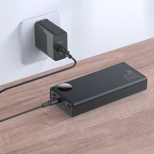 Baseus Mulight Power Bank 30000mAh 33W mit 4 USB-A Anschlüssen und USB-C Anschluss Schnellaufladung 3.0 Schwarz