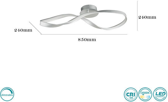 Ondaluce Spark Deckenleuchte 85cm Weiß mit Integrierter LED