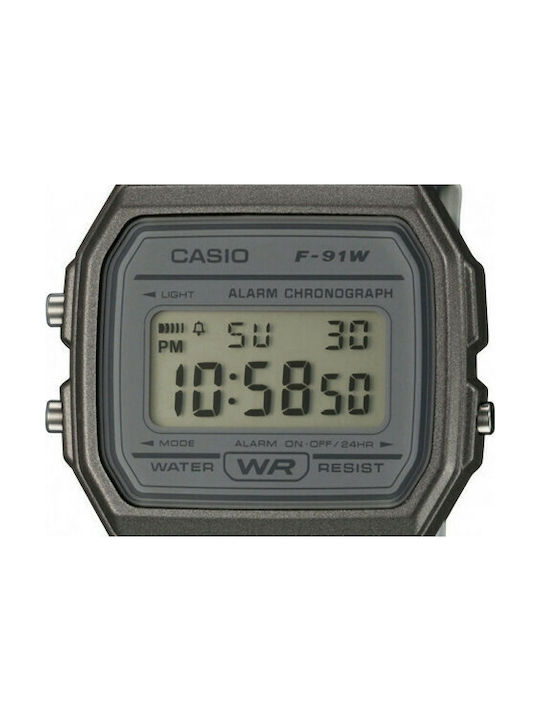 Casio Digital Watch Chronograph with Silver Rubber Strap