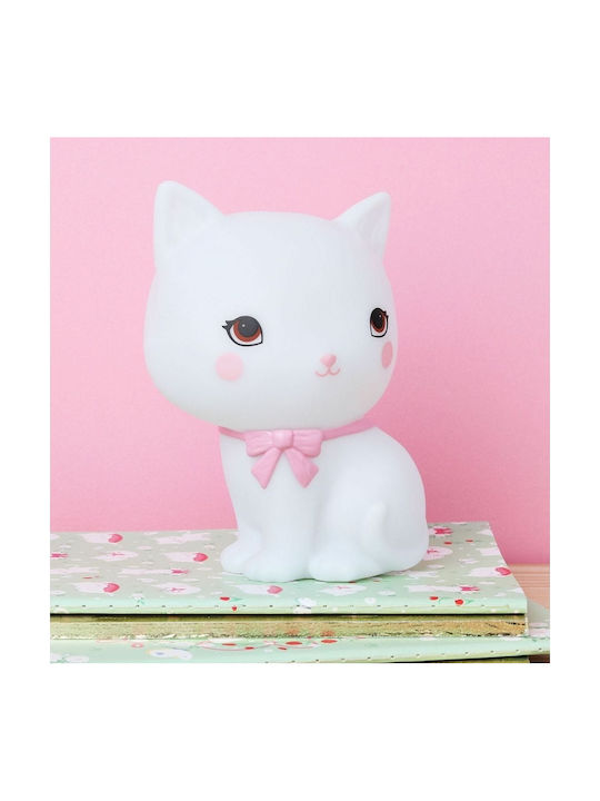 A Little Lovely Company Led Παιδικό Διακοσμητικό Φωτιστικό Kitty με Εναλλαγές Χρωματισμών Λευκό 10.5x8.5x15.3εκ.