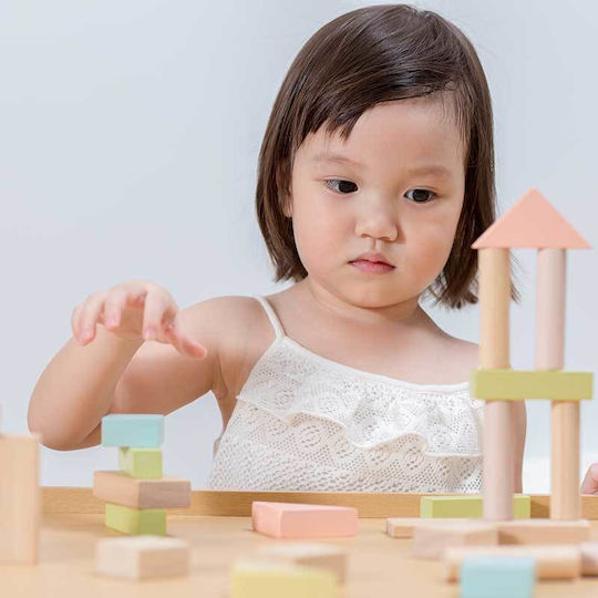 Plan Toys Cuburi De Construit Din Lemn Pentru 2+ Ani 40 Bucăți