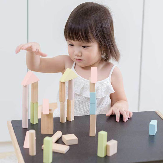 Plan Toys Cuburi De Construit Din Lemn Pentru 2+ Ani 40 Bucăți