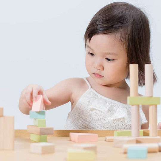 Plan Toys Cuburi De Construit Din Lemn Pentru 2+ Ani 40 Bucăți