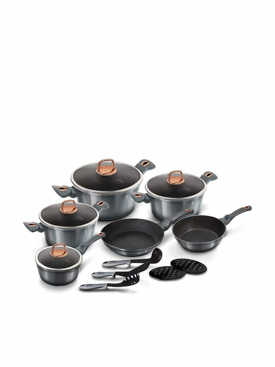 Berlinger Haus Moonlight Collection Cookware Set of Aluminum with Non-stick Coating Γκρι 15pcs