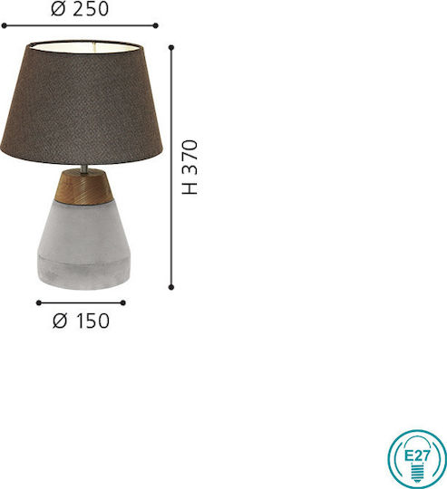 Eglo Concrete Table Lamp for Socket E27 with Gray Shade and Base
