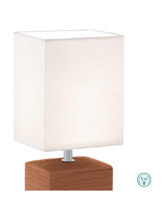 Eglo Ceramic Table Lamp for Socket E14 with White Shade and Brown Base