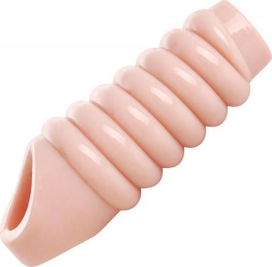 XR Really Ample Ribbed Penis Enhancer Sheath Flesh 14cm