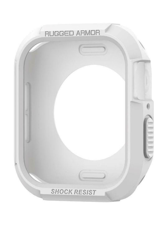 Spigen Rugged Armor Silicone Case in White color for Apple Watch 44mm