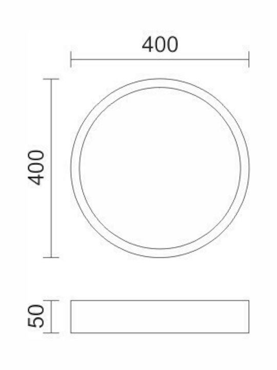 Spot Light Στρογγυλό Εξωτερικό LED Panel Ισχύος 24W με Θερμό Λευκό Φως 40x40εκ.