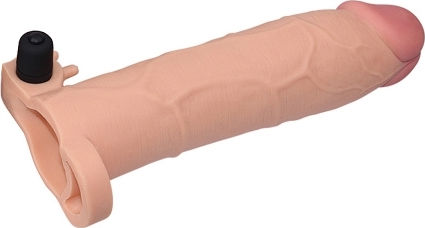 Lovetoy Pleasure X Tender Vibrating Penis Sleeve Προέκταση Πέους με Δόνηση Flesh 21cm