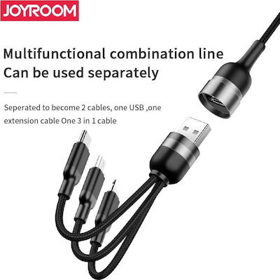 Joyroom S-M401 Braided USB to Lightning / Type-C / micro USB 1.2m 3.5A Cable