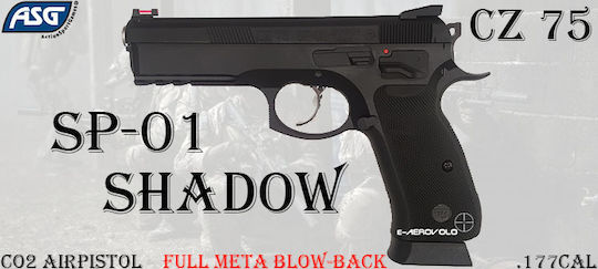 Asg Pistol cu Aer CO2 CZ 75 SP-01 Shadow (Full Metal/Blowback) Recul 4.5mm