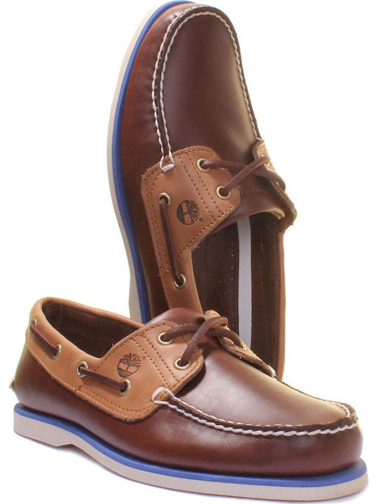 Classic 2Eye Δερμάτινα Ανδρικά Boat Shoes σε Ταμπά Χρώμα