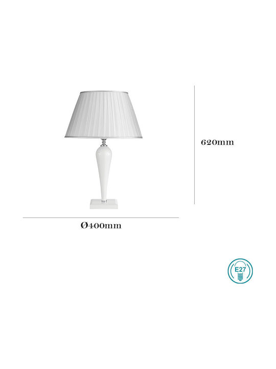 Ondaluce Ravel Glass Table Lamp for Socket E27 with White Shade and Base